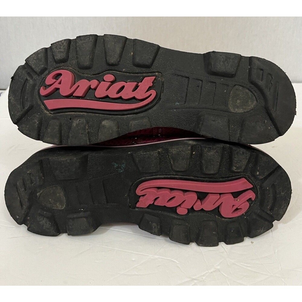 Ariat Pink Patent Leather Fatbaby Women's Size 8.5B Cowgirl Boots GUC - Picture 9 of 11